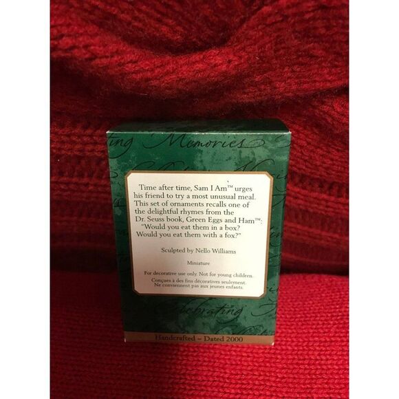 2000 Hallmark Dr Seuss Green Eggs and Ham mini set Christmas Ornaments QXM6034 - Picture 6 of 7